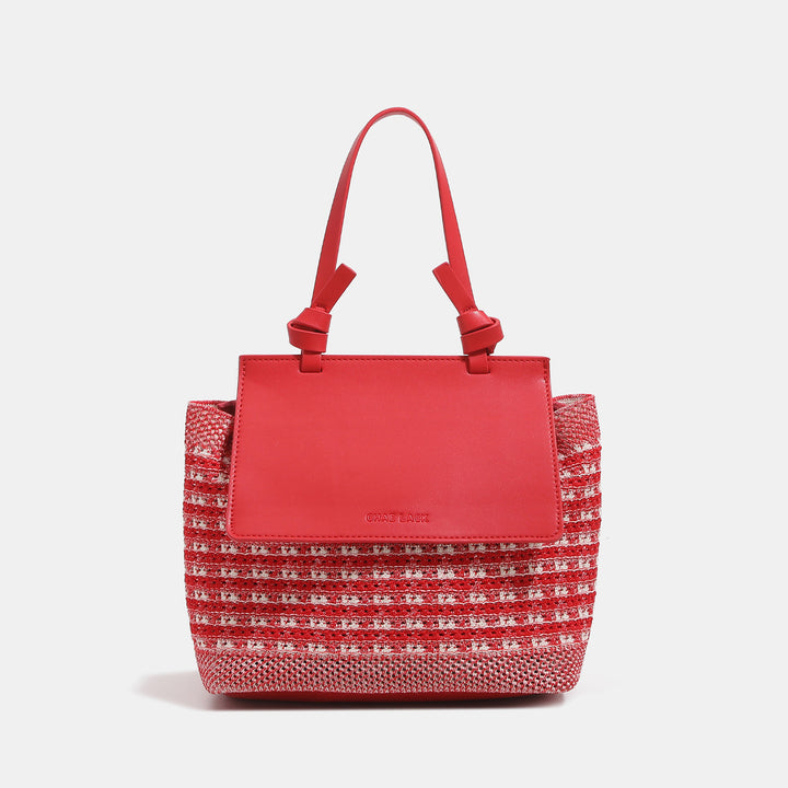 Woven Two-Tone Handheld Tote Bag