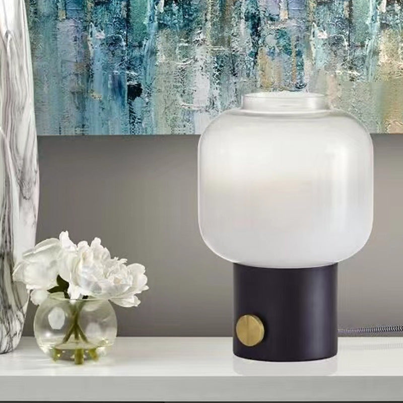 Modern Glass Table Lamp with Brass Base