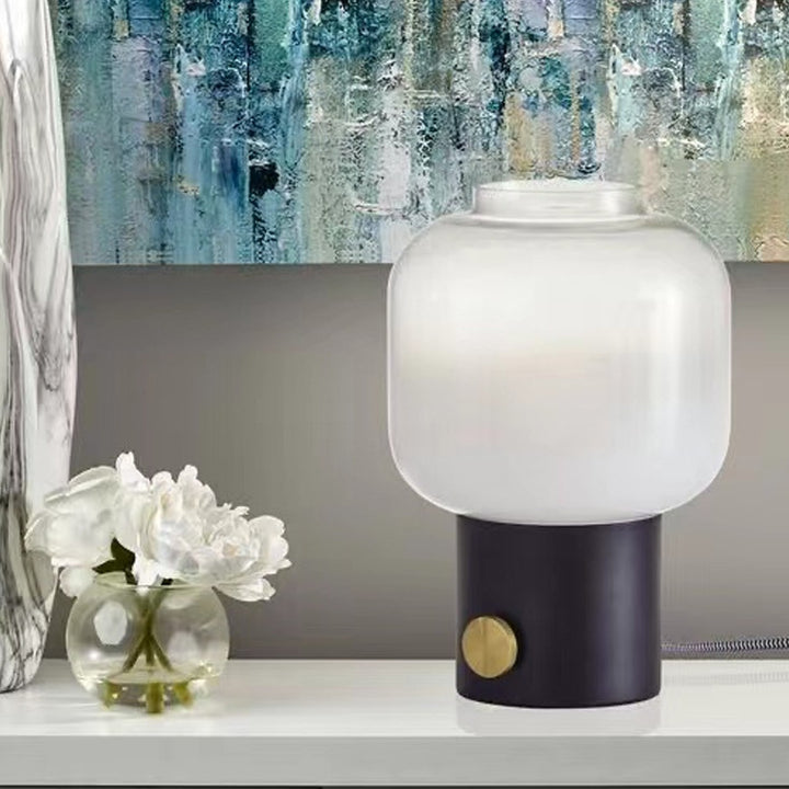 Modern Glass Table Lamp with Brass Base
