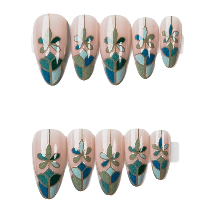 Artistic Floral Design Press-On Nail Set  1791255046