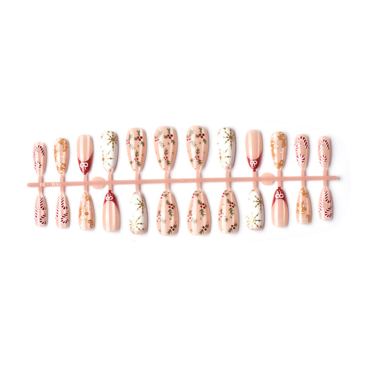 Artistic Gingerbread-Themed Press-On Nail Art Set Stornfield