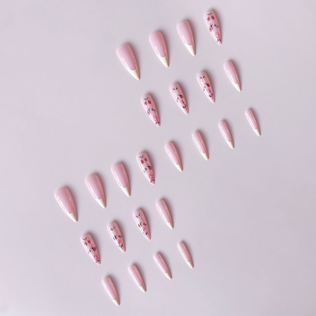 Artificial nail set with colorful spring design and elegant tips Stornfield
