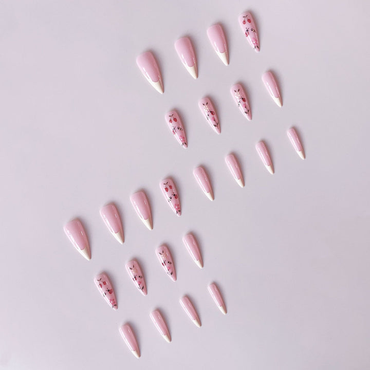Artificial nail set with colorful spring design and elegant tips Stornfield
