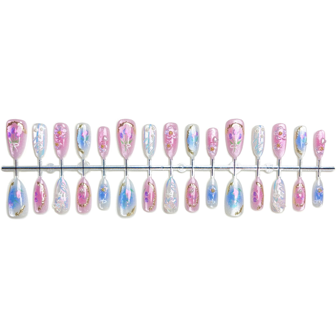 Artistic Floral Nail Art Press-On Set