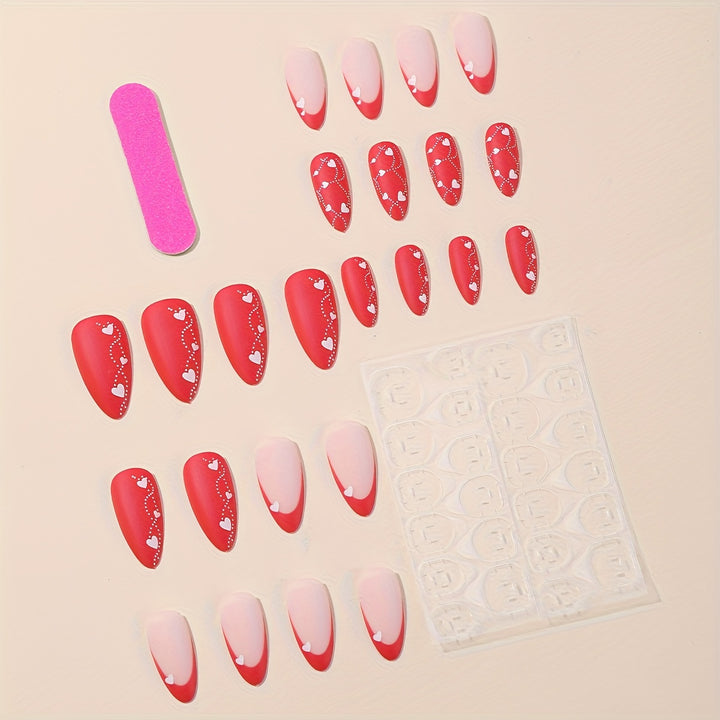 Elegant Heart-Embellished Press-On Nail Art Stornfield