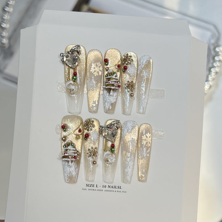 Festive Glamour Stiletto Press-On Nail Art Set Stornfield