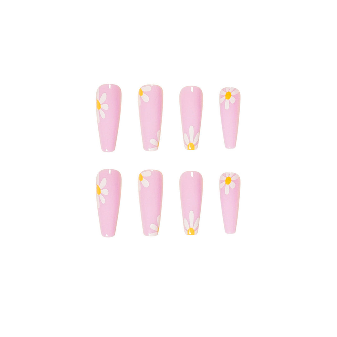 Artistic acrylic nails with flower decoration Stornfield