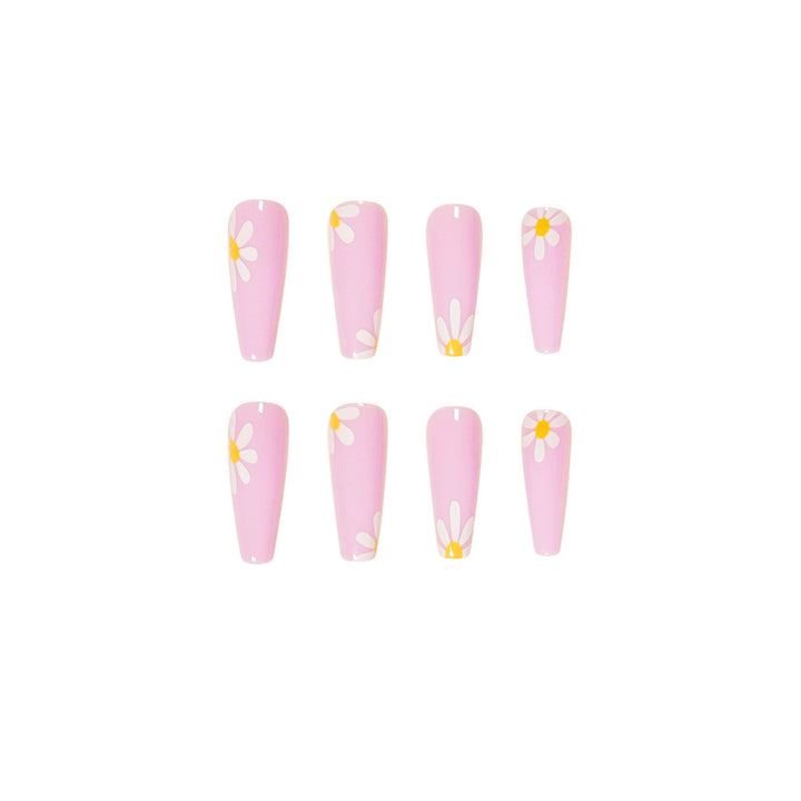 Artistic acrylic nails with flower decoration Stornfield