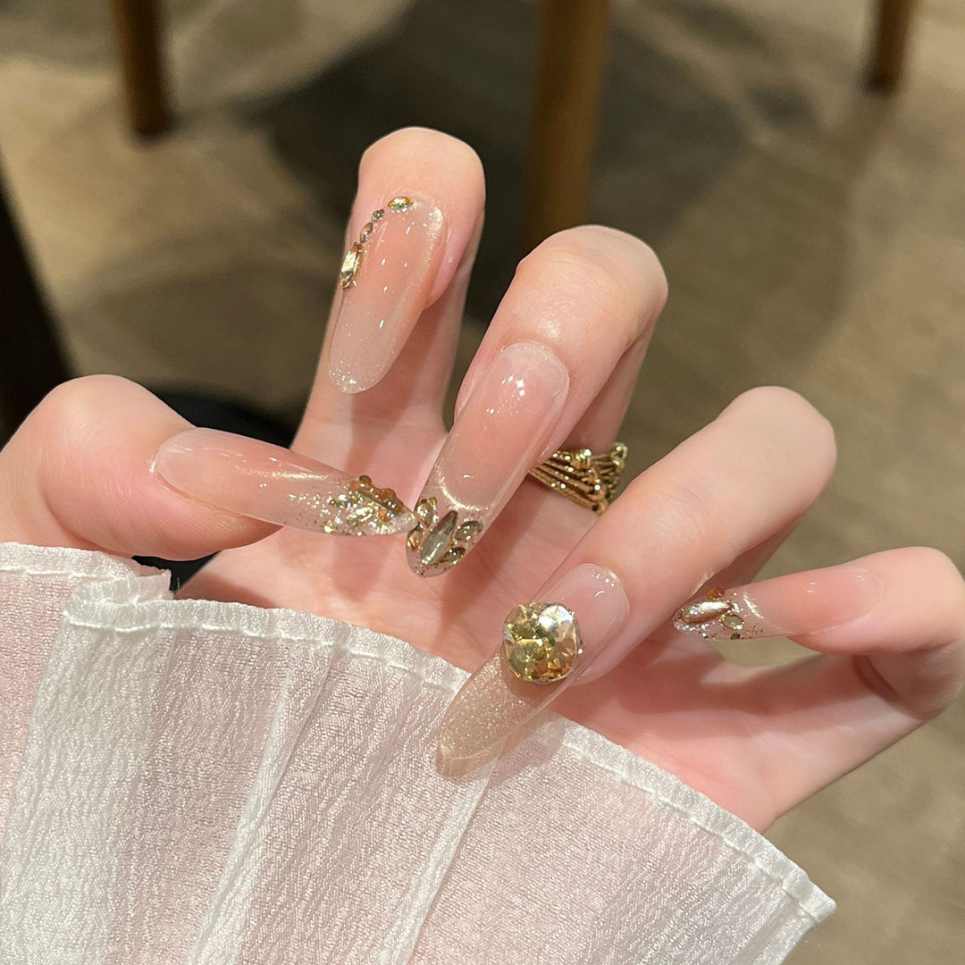 Elegant Glitter-Embellished Press-On Nail Extensions Stornfield