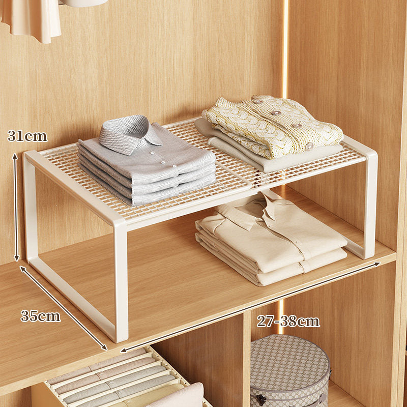 Expandable Metal Closet Shelf Riser and Stackable Wardrobe Organizer