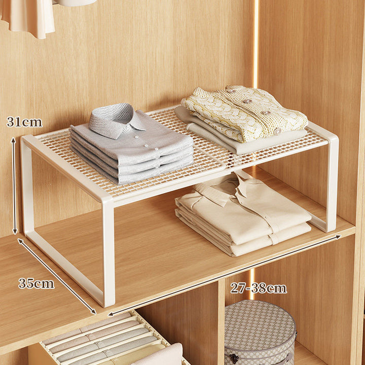 Expandable Metal Closet Shelf Riser and Stackable Wardrobe Organizer