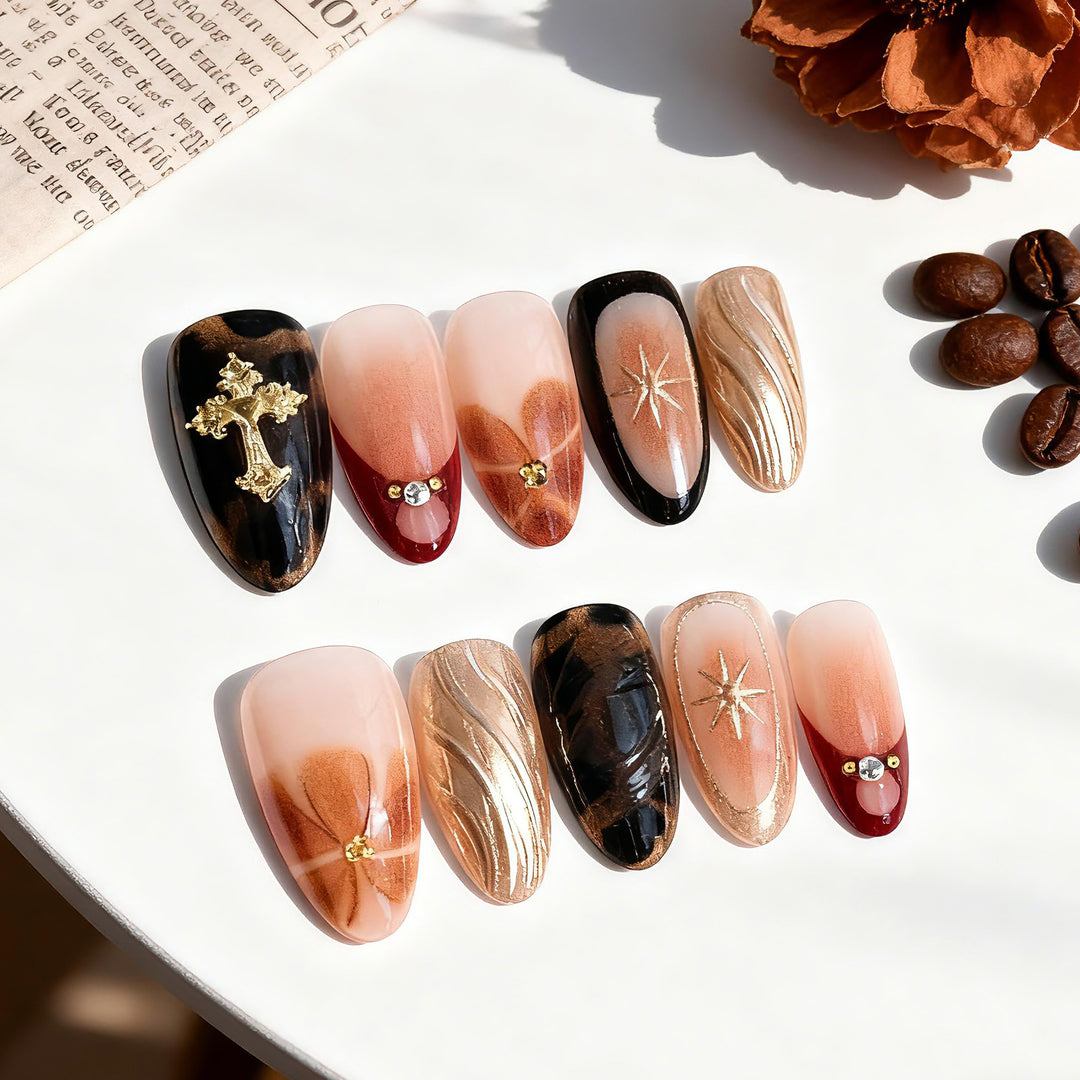 Artistic Marble Effect Press-On Nail Set