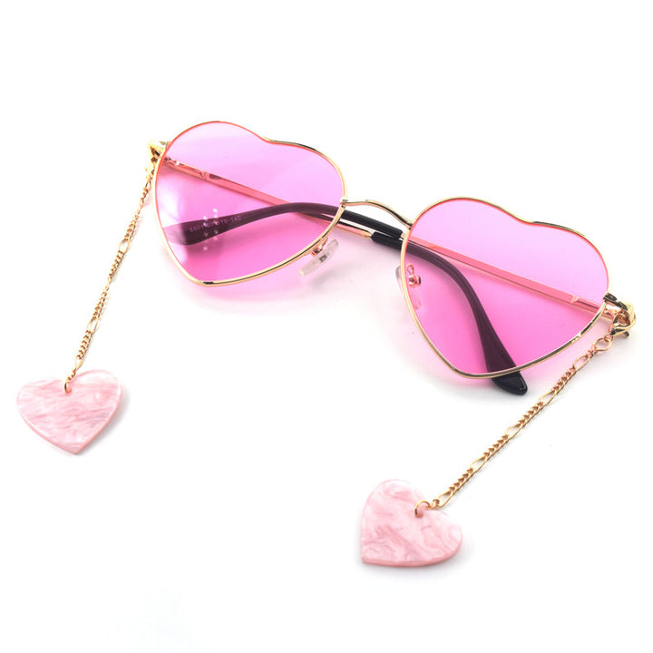 Heart-Shaped Dangle Earrings with Golden Chain Stornfield