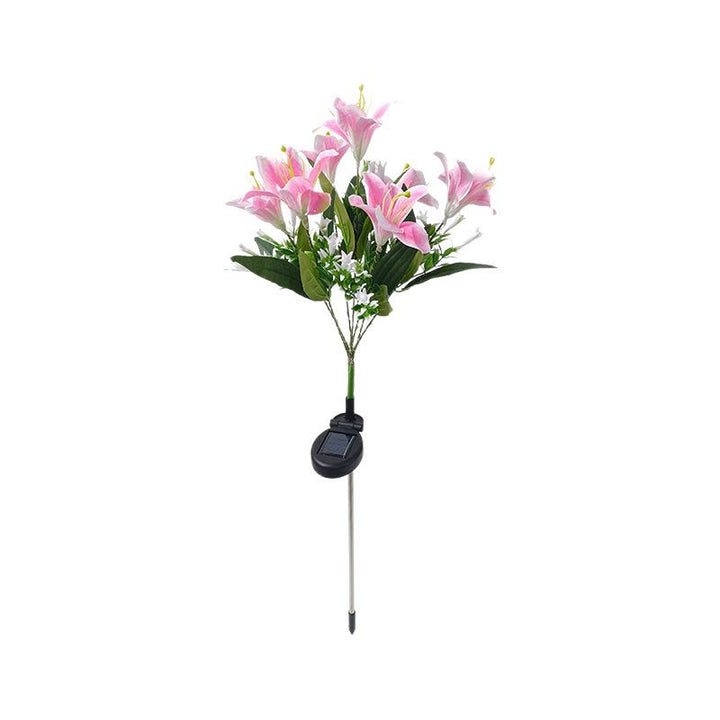 Solar-Powered Lifelike Lily Bloom Landscape Stake With Micro-LED Cluster And Telescopic Ground Spike Stornfield