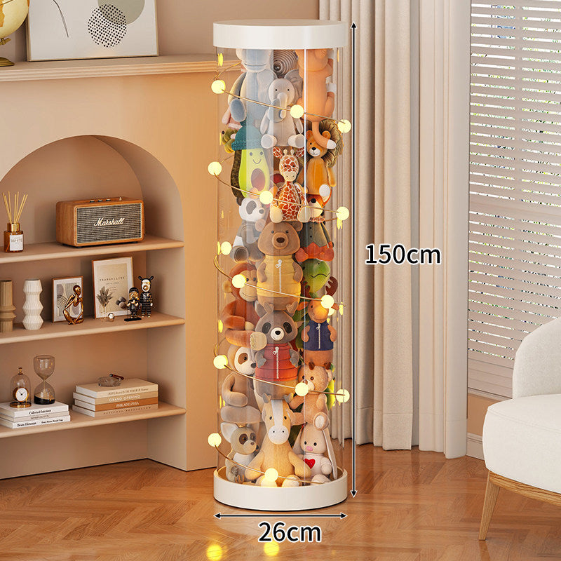 Tall Transparent Cylindrical Plush Toy Display & Storage Tower