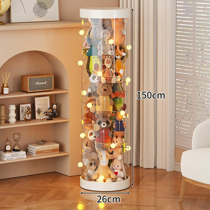 Tall Transparent Cylindrical Plush Toy Display & Storage Tower