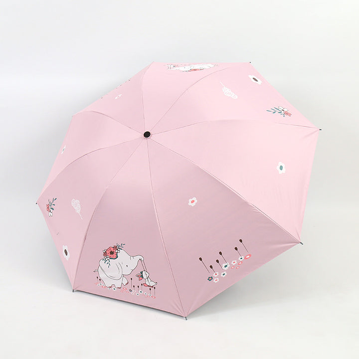 Women Folding Umbrella with Cute Elephant Design Stornfield