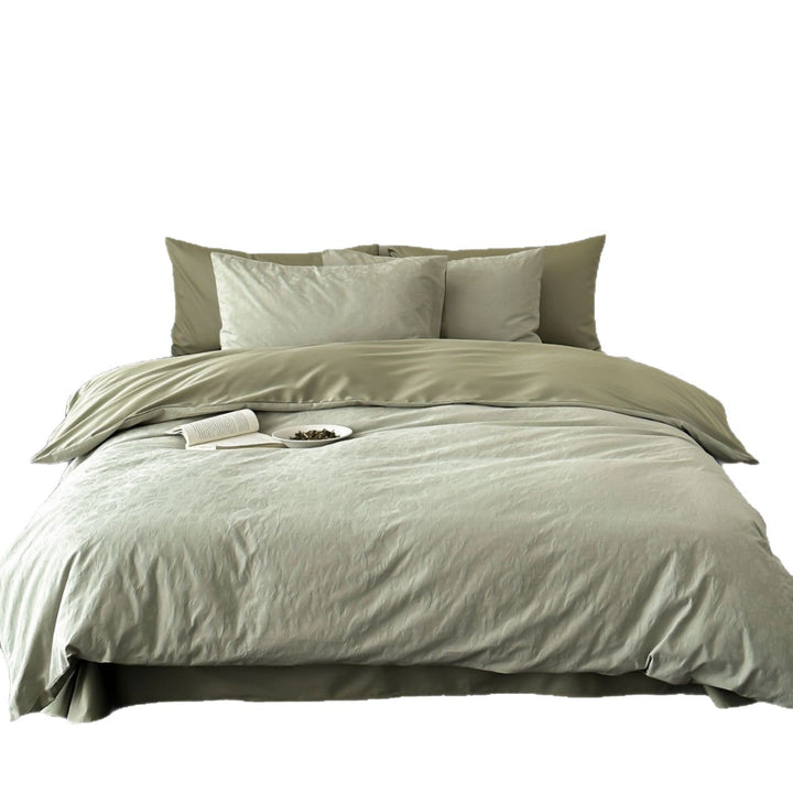 Luxury bedding set made of cotton satin with fine jacquard structure