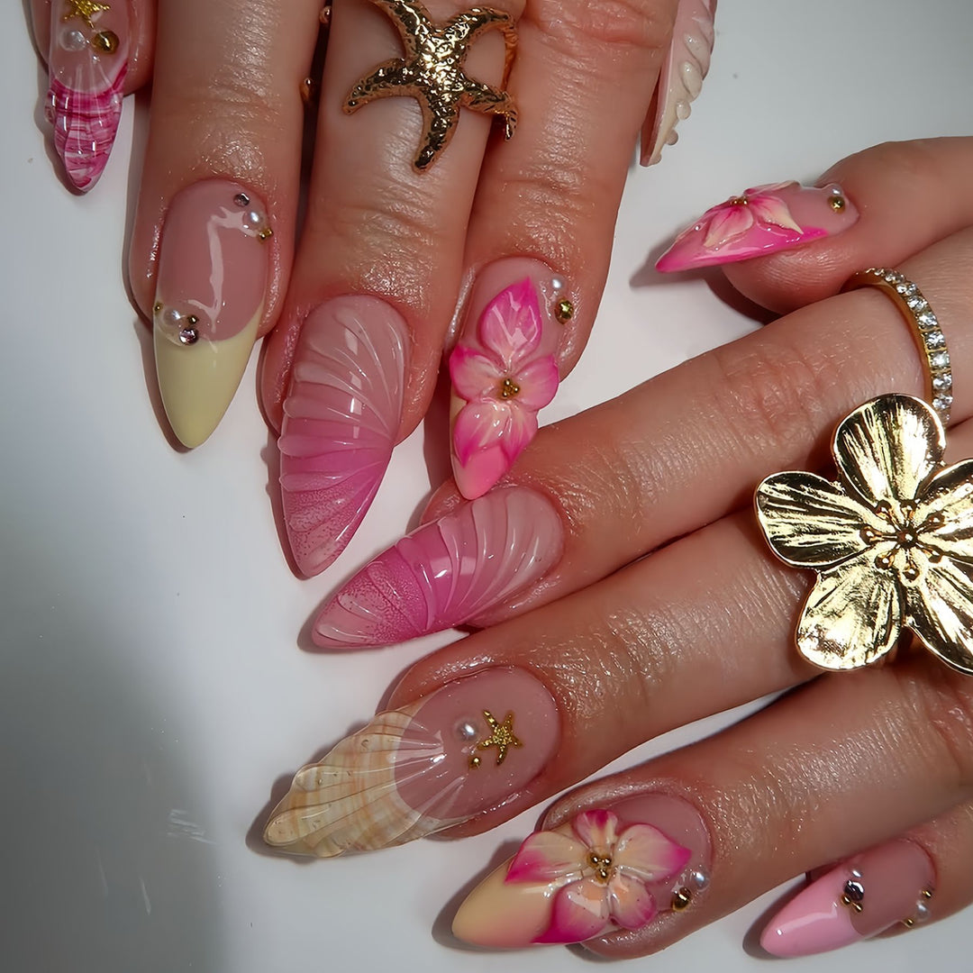 Elegant Floral Nail Art Extensions Stornfield