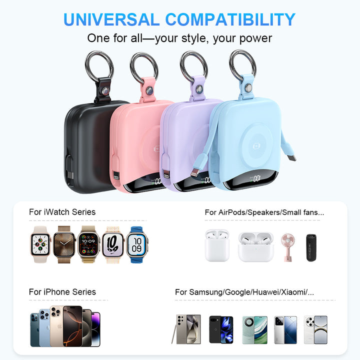 Portable inductive charger with integrated battery and LCD display Stornfield