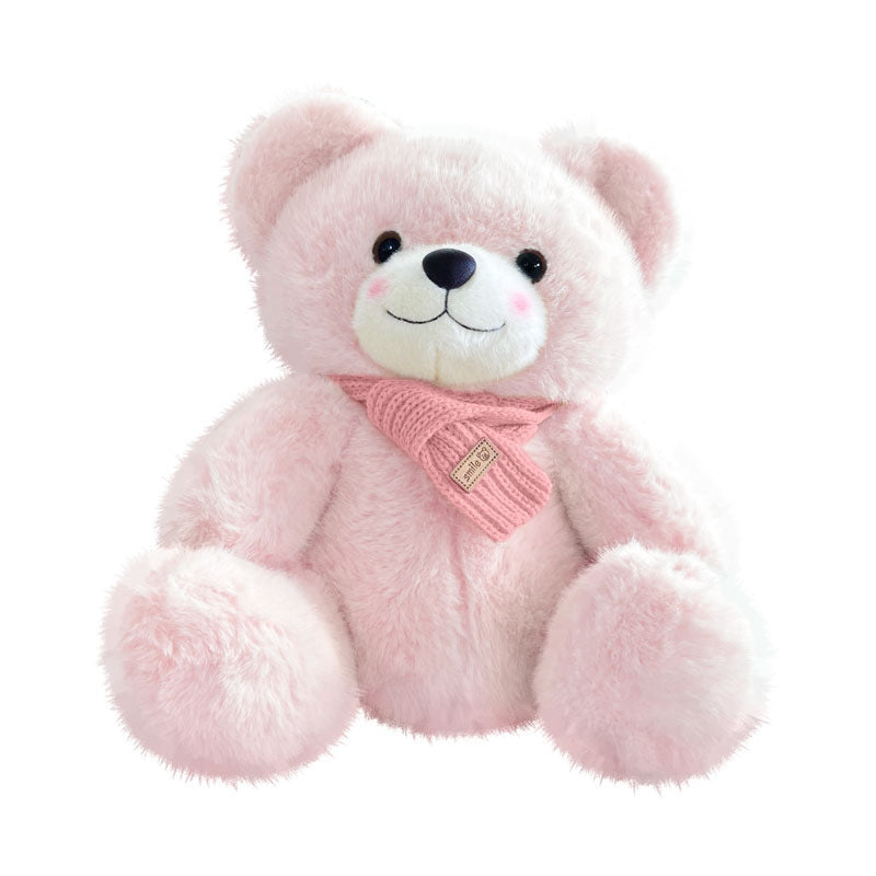 Plush Sitting Teddy Bear with Ultra-Soft Faux Fur and Knit Scarf Stornfield