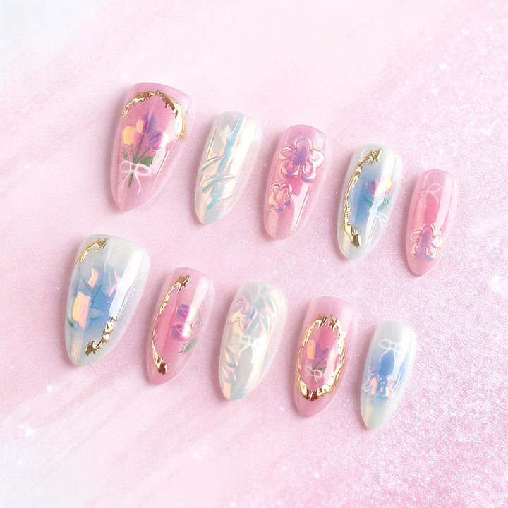 Artistic Floral Press-On Nail Art Stornfield