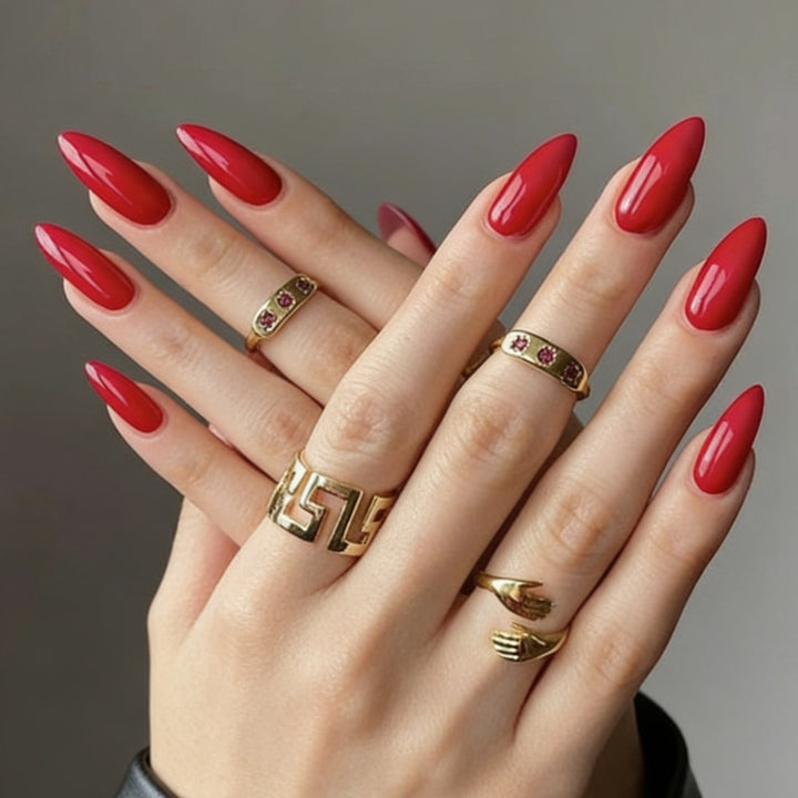 Artistic Almond-Shaped Press-On Nails