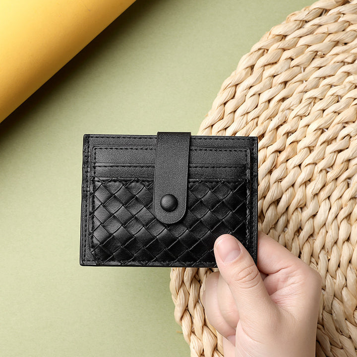 Woven Leather Credit Card Holder