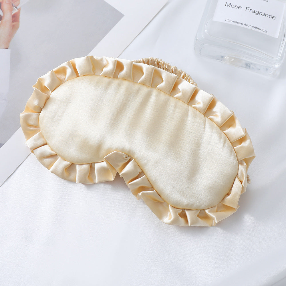 Women's nan satin-gloss eye mask with ergonomic contour, frilled ruffle edge, and gentle padding Stornfield