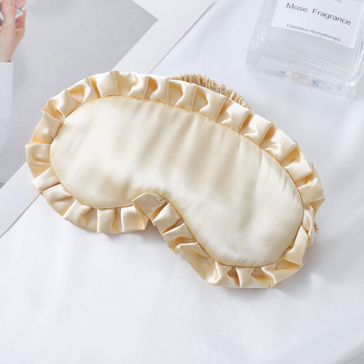 Women's nan satin-gloss eye mask with ergonomic contour, frilled ruffle edge, and gentle padding Stornfield