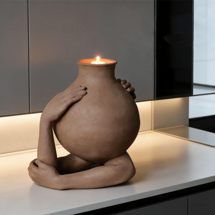 Artistic Hands-Embracing Decorative Vase