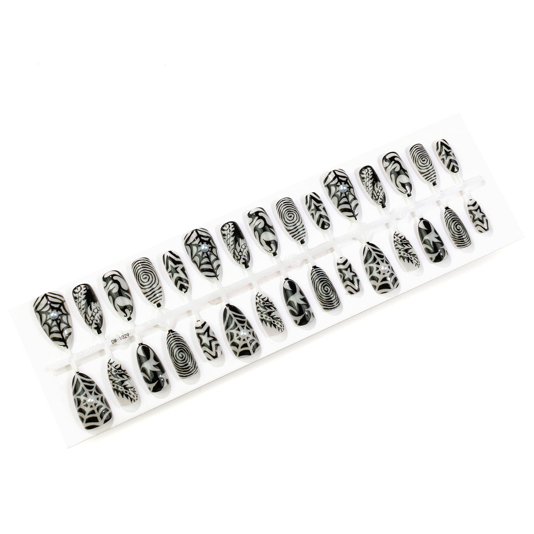 Artistic Press-On Nail Art Set with Abstract Designs Stornfield