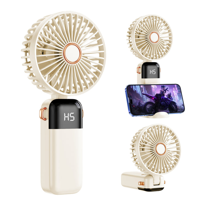 Unisex nan USB rechargeable handheld fan with LED battery indicator and quiet brushless motor Stornfield
