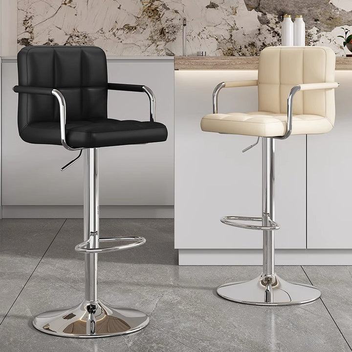 Modern Bar Stool With Functional Height Adjustment And Comfortable Pu Upholstery Stornfield