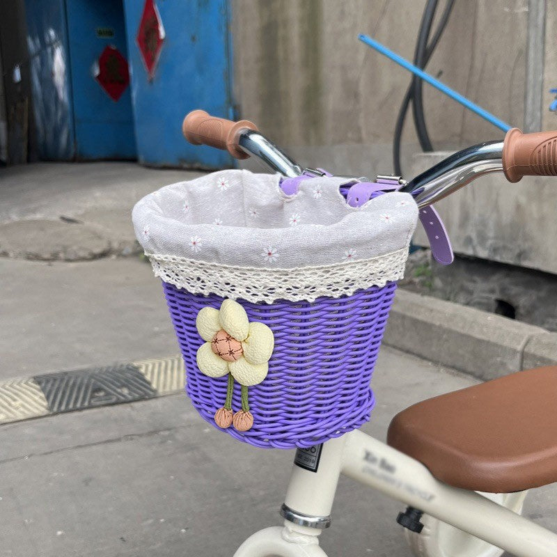 Floral-Embellished Bicycle Basket Stornfield