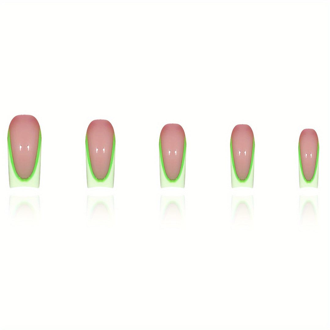 Neon French Tip Press-On Nails Stornfield