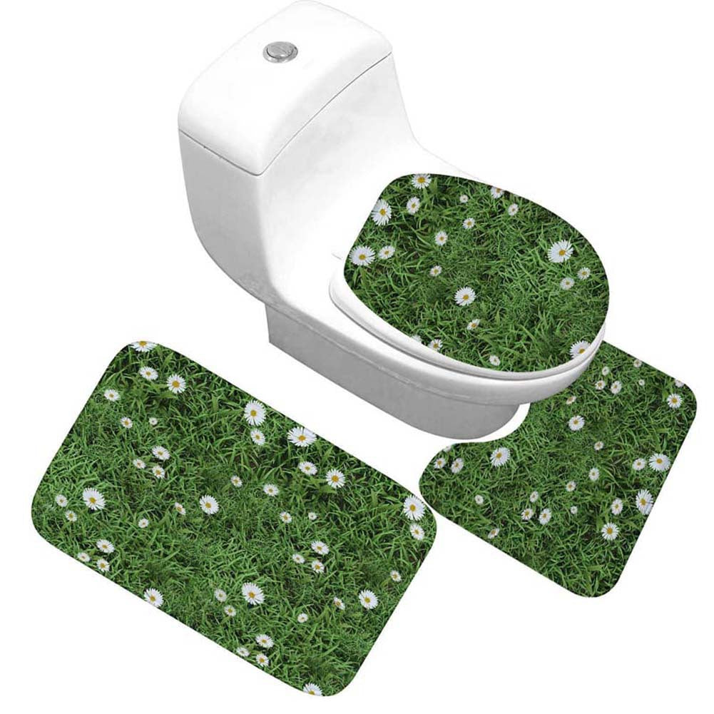 Floral Design Toilet Mat Set
