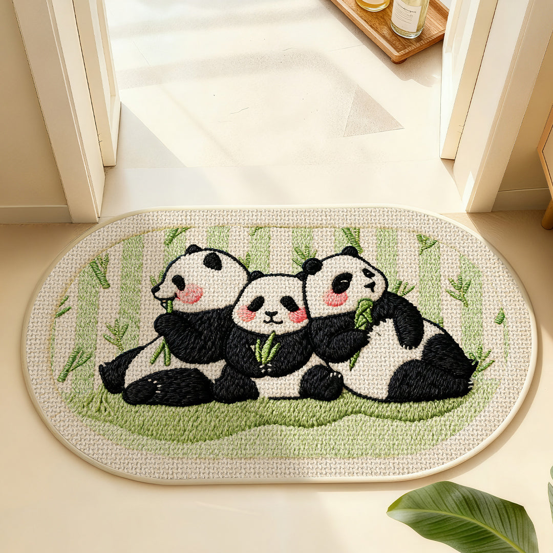 Cute Panda-Themed Indoor Decorative Mat
