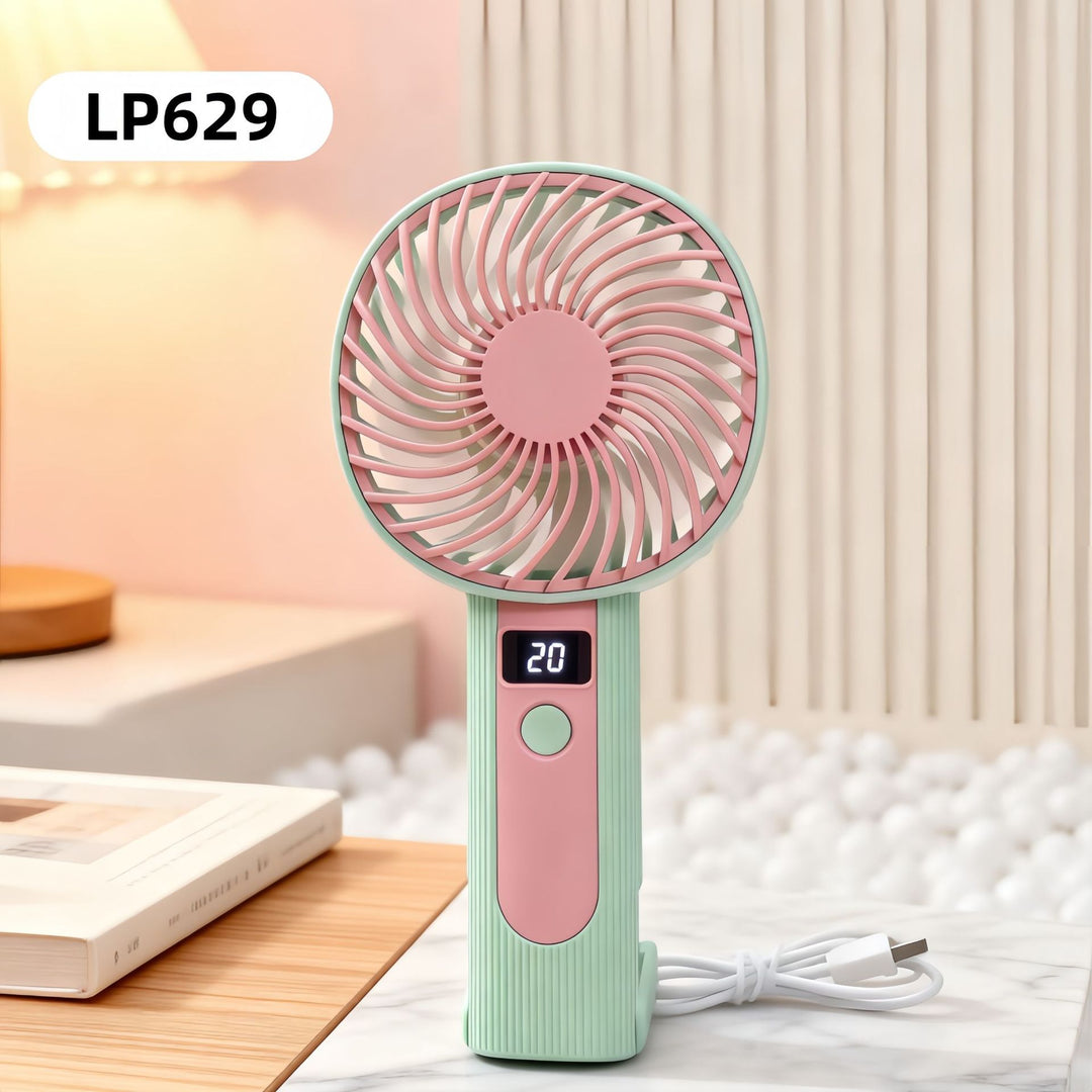 Ladies Portable Hand Fan with LCD Display and USB Charging Function Stornfield