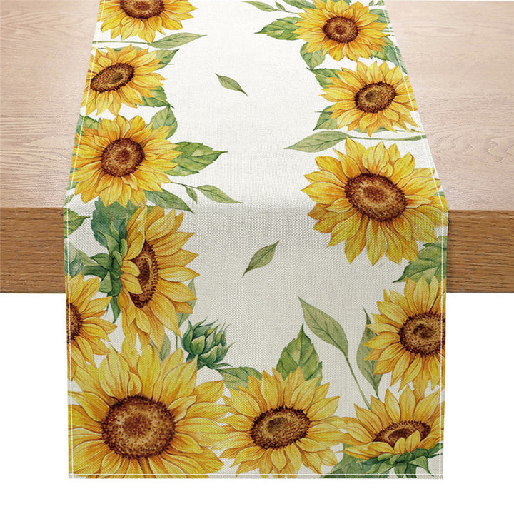 Watercolor Wildflower Cotton-Linen Table Runner with Meadow Botanical Print