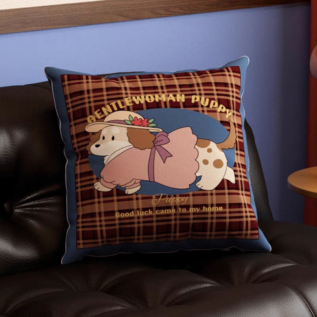 Cartoon Dog-Themed Decorative Throw Pillow