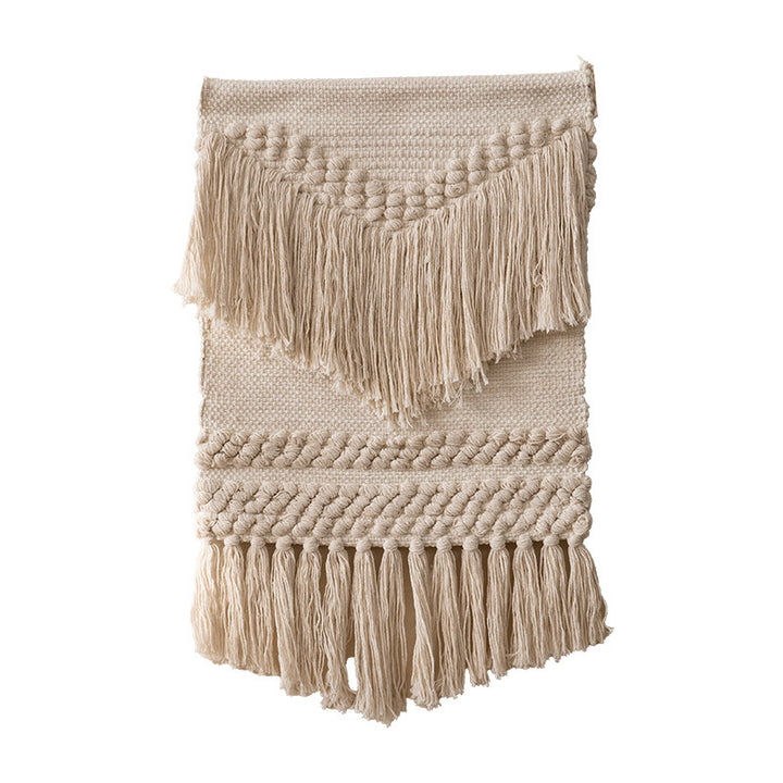 Boho Wall Hanging Macrame with Hand-Knotted Fringes and Woven Cable Patterns Stornfield