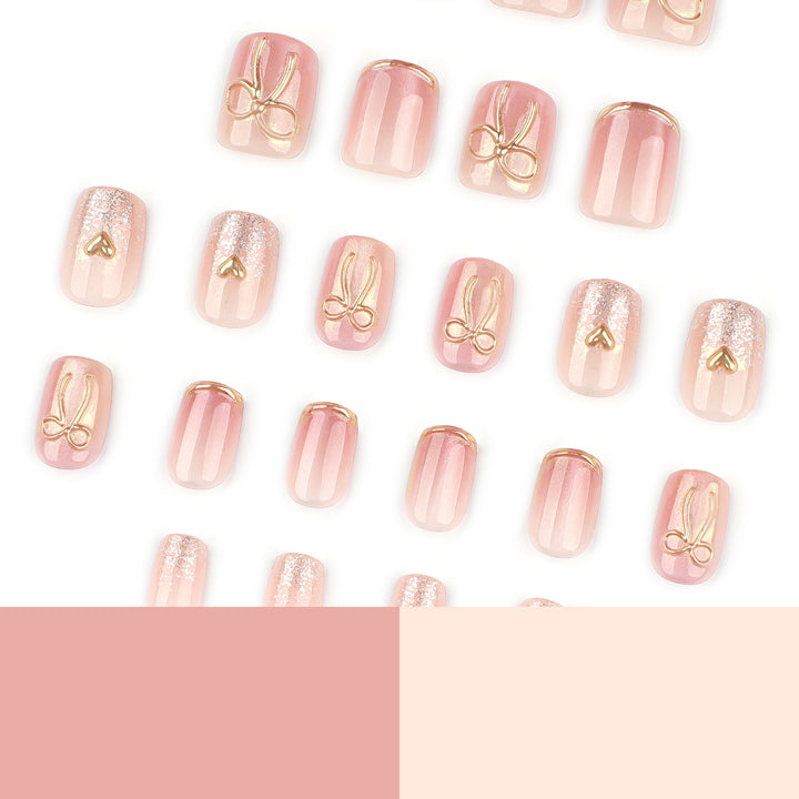 Glamorous acrylic nails with elegant gold design Stornfield