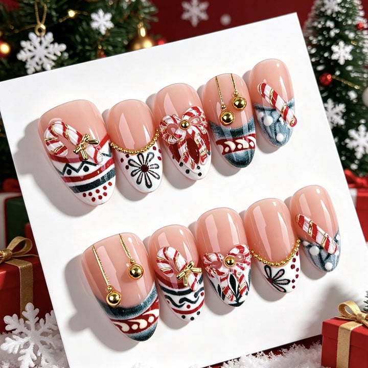 Artistic Decorative Press-On Nail Design