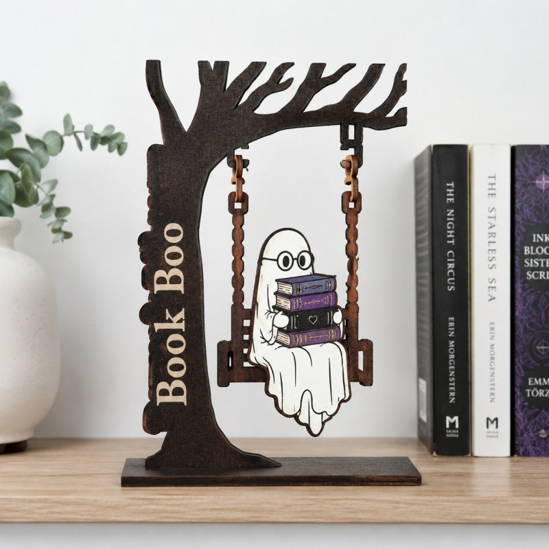 Whimsical Halloween Ghost and Cat Decoration Stornfield
