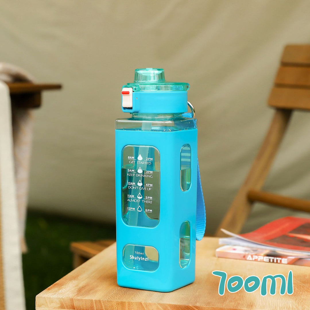 Women's water bottle with integrated time markers and straw Stornfield