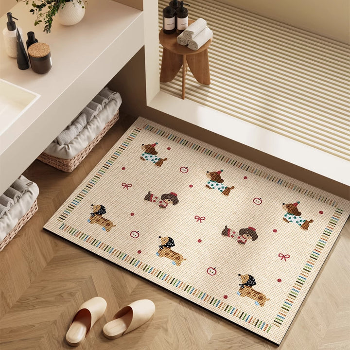 Playful Cartoon Character Bath Mat