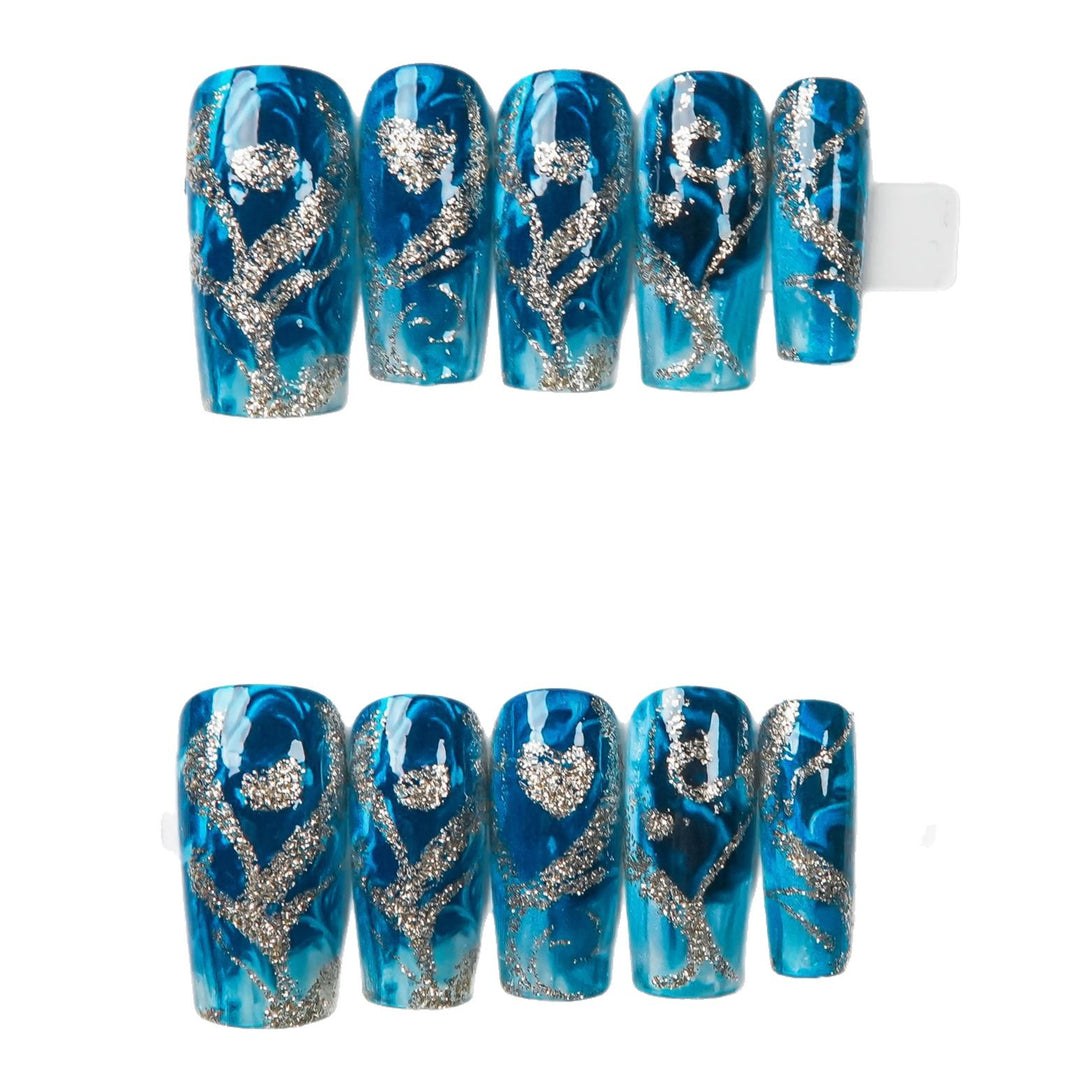 Artistic Glitter Press-On Nails
