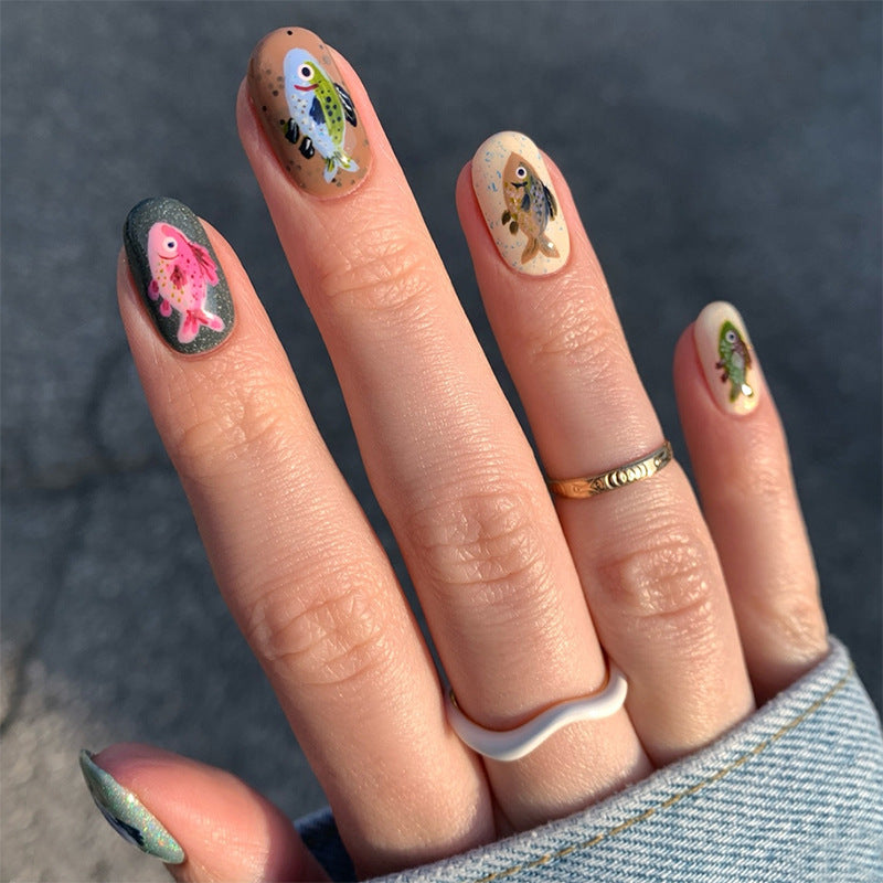 Creative Press-On Nail Art Set with Unique Insect Designs Stornfield