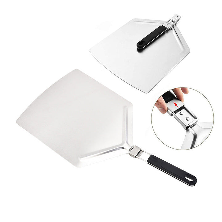 long-handled perforated pizza peel set with wooden handle stainless steel cutter and triangle server Stornfield